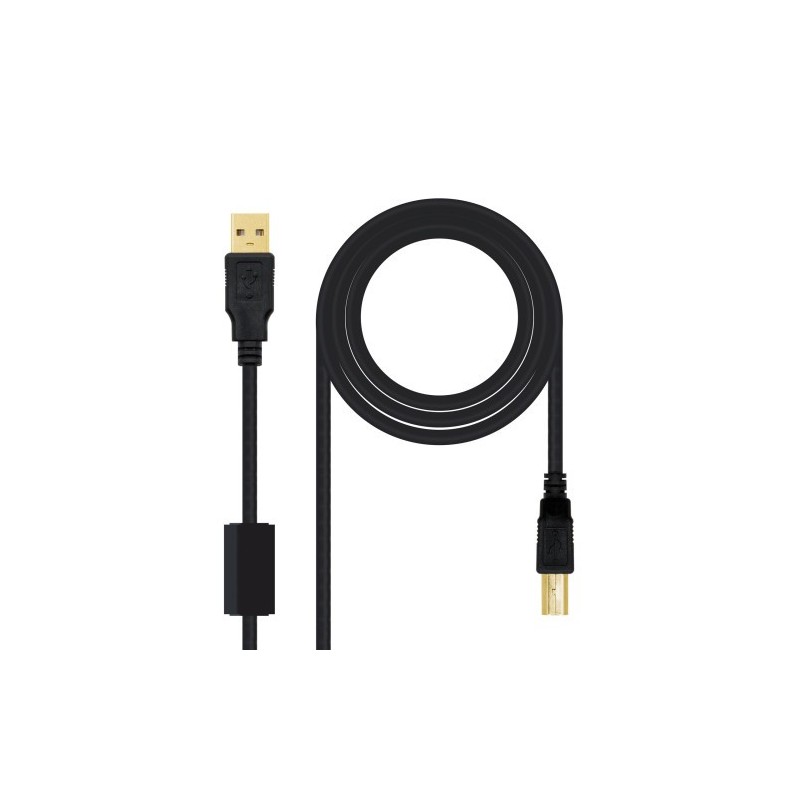 NANOCABLE CABLE USB 2.0 IMPRESORA HQ CON FERRITA, TIPO A/M-B/M, NEGRO, 2.0 M (10.01.1202)