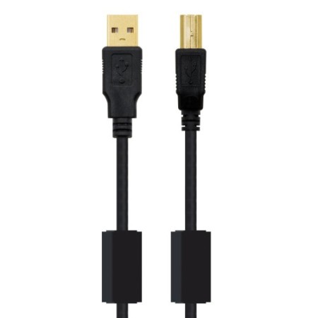 NANOCABLE CABLE USB 2.0 IMPRESORA HQ CON FERRITA, TIPO A/M-B/M, NEGRO, 2.0 M (10.01.1202)