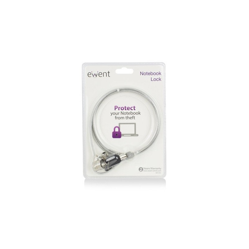 Ewent EW1242 cable antirrobo Negro, Acero inoxidable 1,5 m