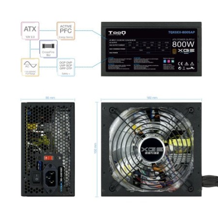 TooQ TQXGEII-800SAP unidad de fuente de alimentación 800 W 20+4 pin ATX ATX Negro