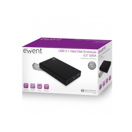 Ewent EW7056 caja para disco duro externo 3.5″ Caja de disco duro (HDD) Negro