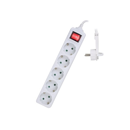 Ewent EW3955 base múltiple 1,5 m 5 salidas AC Interior Blanco