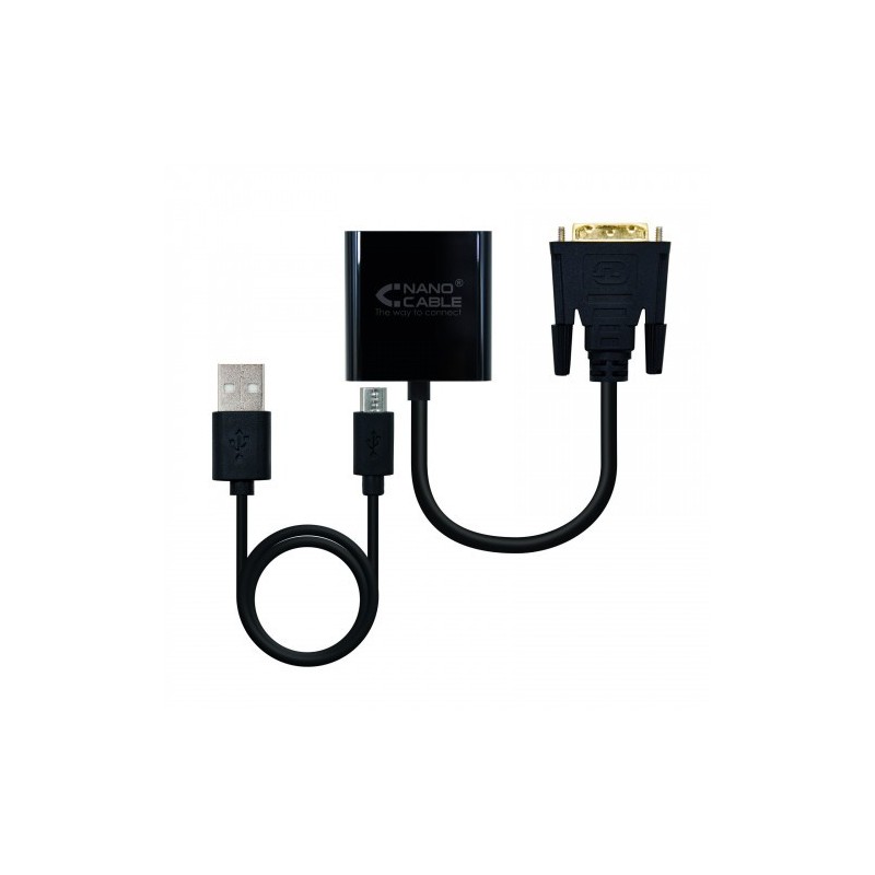 Nanocable Conversor DVI 24+1/m A VGA HDB15/h, Negro, 10 cm