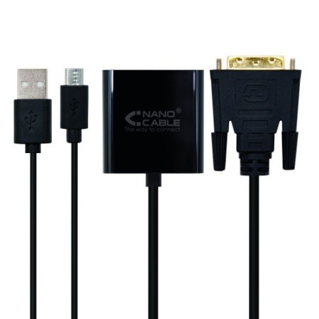 Nanocable Conversor DVI 24+1/m A VGA HDB15/h, Negro, 10 cm