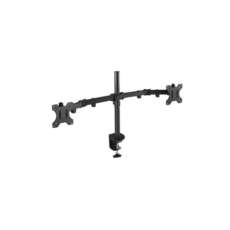 TooQ Soporte de Mesa Giratorio e Inclinable para 2 Pantallas (Monitor / TV Plasma / LCD / LED) 13” – 32”, de Dos Brazos, Negro