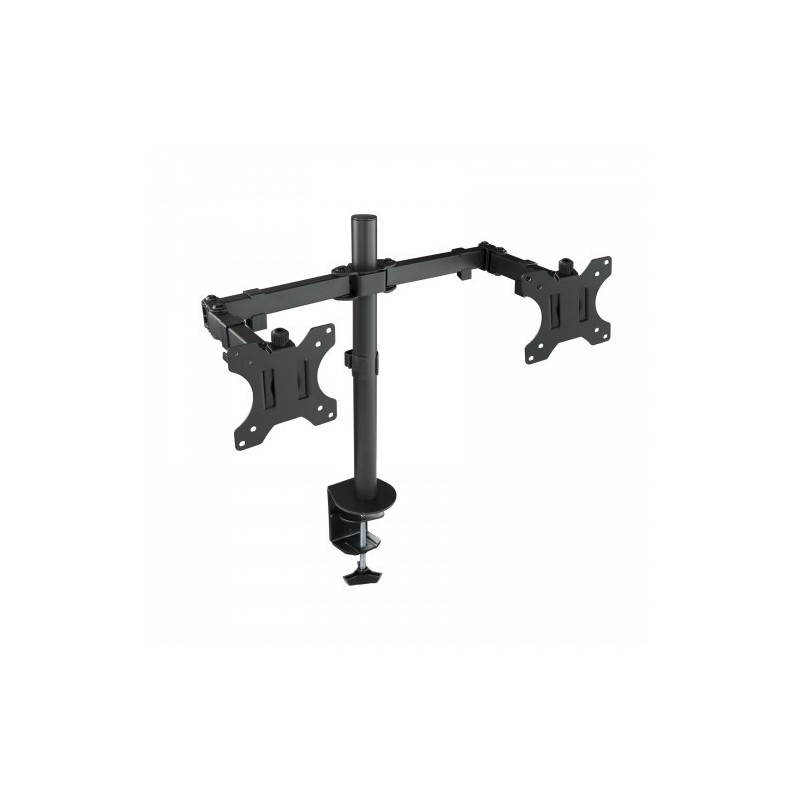 TooQ Soporte de Mesa Giratorio e Inclinable para 2 Pantallas (Monitor / TV Plasma / LCD / LED) 13” – 32”, de Dos Brazos, Negro