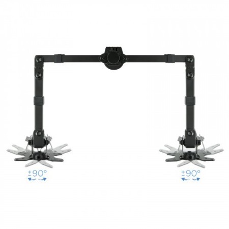TooQ Soporte de Mesa Giratorio e Inclinable para 2 Pantallas (Monitor / TV Plasma / LCD / LED) 13” – 32”, de Dos Brazos, Negro