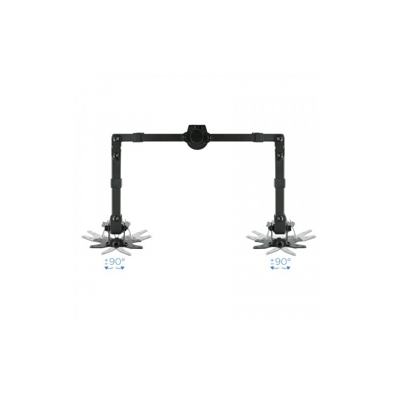 TooQ Soporte de Mesa Giratorio e Inclinable para 2 Pantallas (Monitor / TV Plasma / LCD / LED) 13” – 32”, de Dos Brazos, Negro