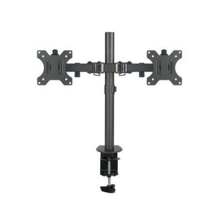 TooQ Soporte de Mesa Giratorio e Inclinable para 2 Pantallas (Monitor / TV Plasma / LCD / LED) 13” – 32”, de Dos Brazos, Negro