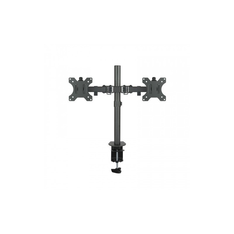 TooQ Soporte de Mesa Giratorio e Inclinable para 2 Pantallas (Monitor / TV Plasma / LCD / LED) 13” – 32”, de Dos Brazos, Negro