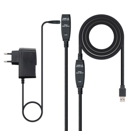 Nanocable Cable USB 3.0 prolongador con amplificador, tipo A/M-A/H, 10m