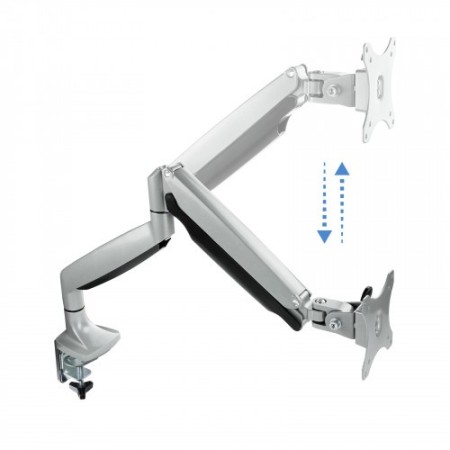 TooQ Soporte de Mesa Giratorio e Inclinable para Pantalla (Monitor / TV Plasma / LCD / LED) 13” – 32”, de Un Brazo, Plata