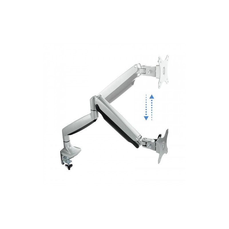 TooQ Soporte de Mesa Giratorio e Inclinable para Pantalla (Monitor / TV Plasma / LCD / LED) 13” – 32”, de Un Brazo, Plata