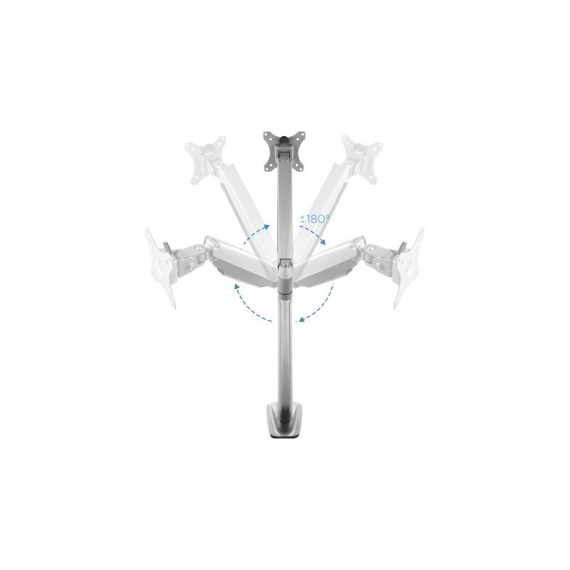 TooQ Soporte de Mesa Giratorio e Inclinable para Pantalla (Monitor / TV Plasma / LCD / LED) 13” – 32”, de Un Brazo, Plata