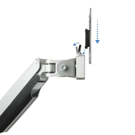 TooQ Soporte de Mesa Giratorio e Inclinable para 2 Pantallas (Monitor / TV Plasma / LCD / LED) 13” – 32”, de Dos Brazos, Plata