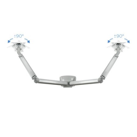 TooQ Soporte de Mesa Giratorio e Inclinable para 2 Pantallas (Monitor / TV Plasma / LCD / LED) 13” – 32”, de Dos Brazos, Plata