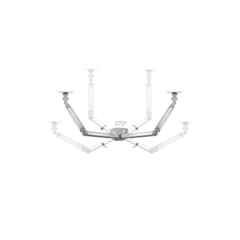 TooQ Soporte de Mesa Giratorio e Inclinable para 2 Pantallas (Monitor / TV Plasma / LCD / LED) 13” – 32”, de Dos Brazos, Plata
