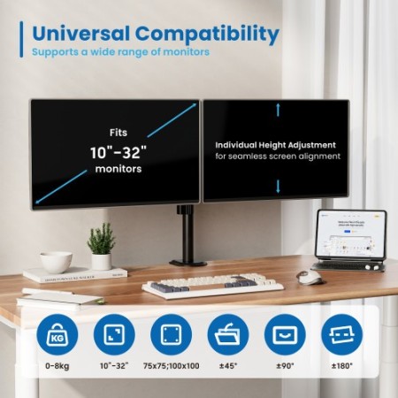 EWENT SOPORTE DE MESA PARA 2 MONITORES HASTA 27″