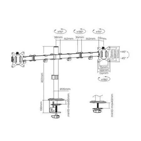 EWENT SOPORTE DE MESA PARA 2 MONITORES HASTA 27″