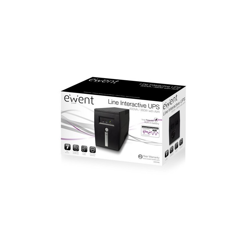 Ewent EW3946 sistema de alimentación ininterrumpida (UPS) Línea interactiva 600 VA 360 W 1 salidas AC
