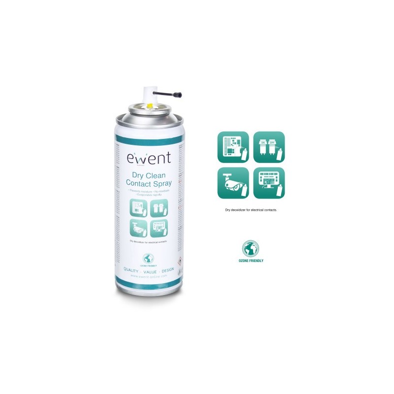 Ewent EW5614 kit de limpieza para computadora Pantallas / Plásticos, Universal Espray para limpieza de equipos 200 ml