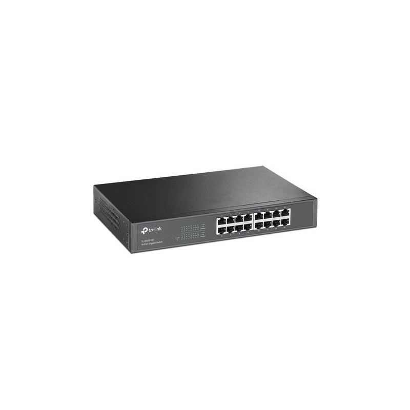 SWITCH CON BASE DE MONTAJE TP-LINK DE ESCRITORIO DE 16 PUERTOS GIGABIT