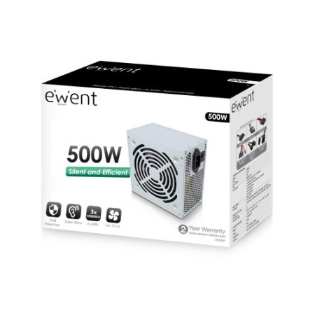 EWENT FUENTE ALIMENTACION ATX 500W V2.3 PRO LINE 3XSATA (EW3909)