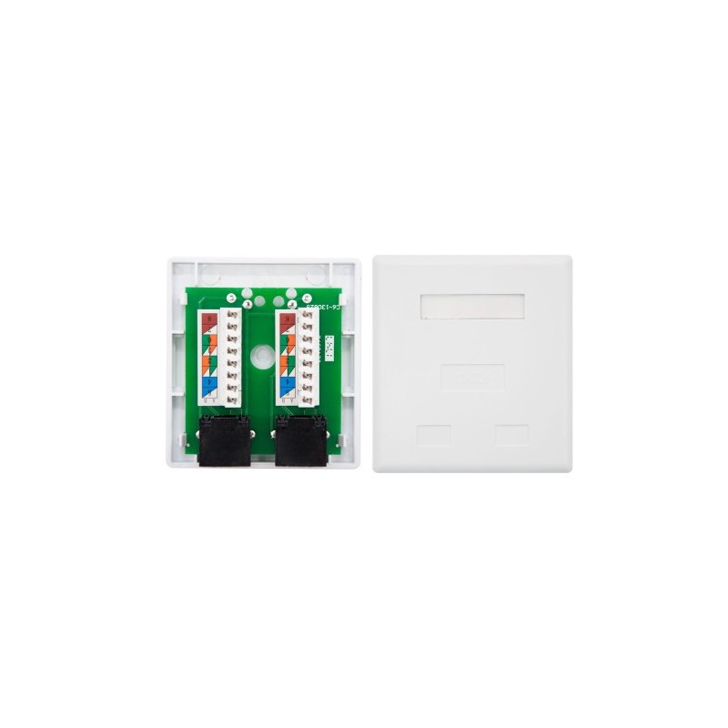 Nanocable ROSETA DE SUPERFICIE PARA RJ45 CAT.6 2 TOMAS, BLANCO