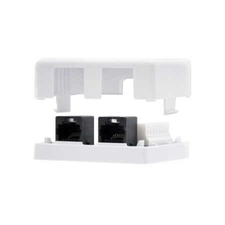 Nanocable ROSETA DE SUPERFICIE PARA RJ45 CAT.6 2 TOMAS, BLANCO