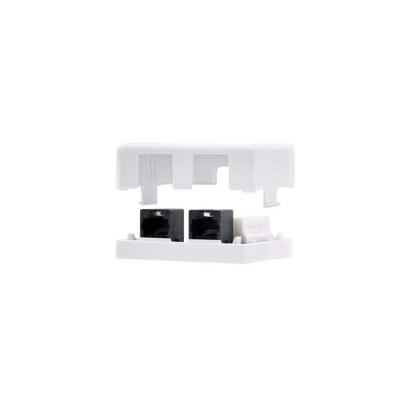 Nanocable ROSETA DE SUPERFICIE PARA RJ45 CAT.6 2 TOMAS, BLANCO