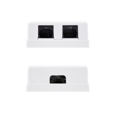 Nanocable ROSETA DE SUPERFICIE PARA RJ45 CAT.6 2 TOMAS, BLANCO