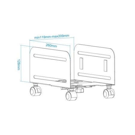 TooQ Soporte metálico para CPU de suelo con ruedas