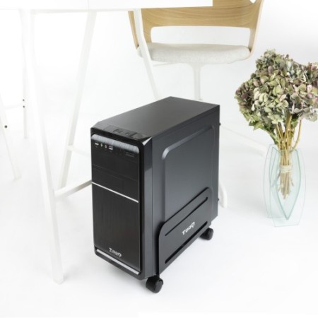 TooQ Soporte metálico para CPU de suelo con ruedas