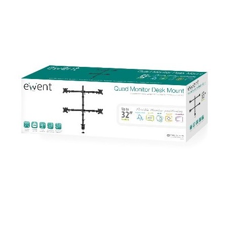 Ewent EW1514 soporte de mesa para pantalla plana 81,3 cm (32″) Abrazadera/Atornillado Negro