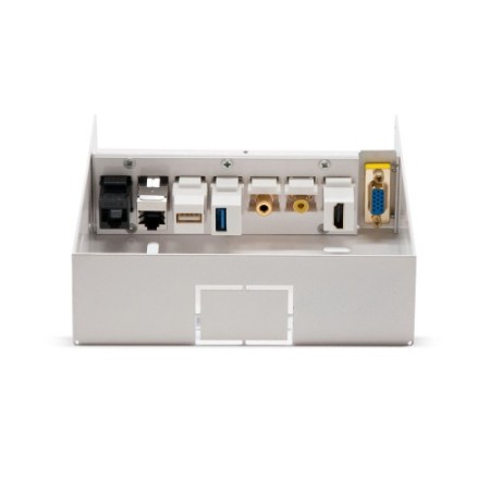 Nanocable Caja de conexiones multimedia de pared VGA+HDMI+JACK3.5+RCA+2xUSB+2xRJ45, Blanco