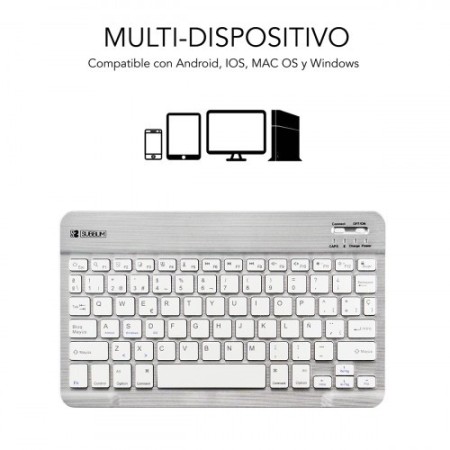 SUBBLIM Teclado Bluetooth Smart BT Keyboard Silver