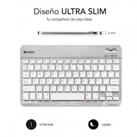 SUBBLIM Teclado Bluetooth Smart BT Keyboard Silver