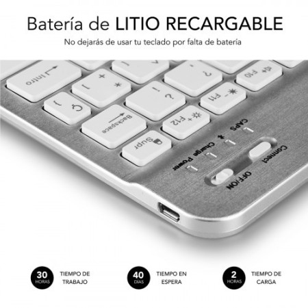 SUBBLIM Teclado Bluetooth Smart BT Keyboard Silver