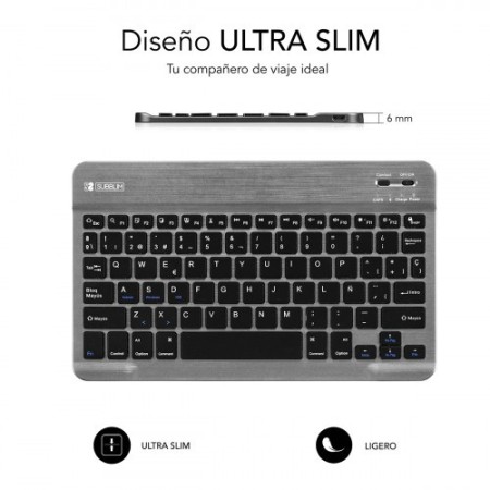SUBBLIM Teclado Bluetooth Smart BT Keyboard Grey