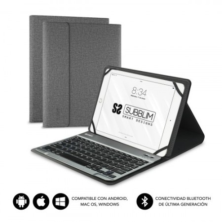 SUBBLIM Funda con Teclado KEYTAB PRO BLUETOOTH 10,1″ Grey