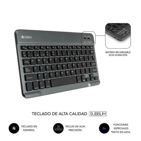 SUBBLIM Funda con Teclado KEYTAB PRO BLUETOOTH 10,1″ Grey