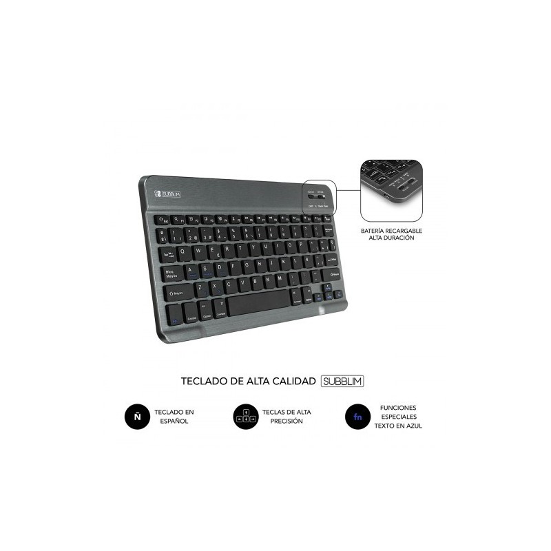 SUBBLIM Funda con Teclado KEYTAB PRO BLUETOOTH 10,1″ Grey