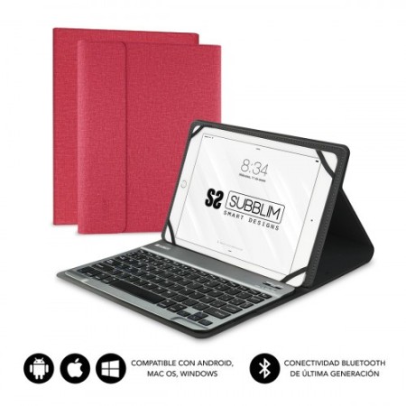 SUBBLIM Funda con Teclado KEYTAB PRO BLUETOOTH 10,1″ Red