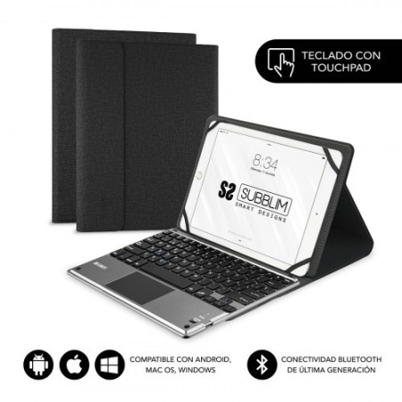 SUBBLIM Funda con Teclado KEYTAB PRO BLUETOOTH 10,1″ TOUCHPAD Black