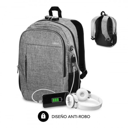 SUBBLIM Mochila para Portátil Urban Lock Backpack 16″ Grey
