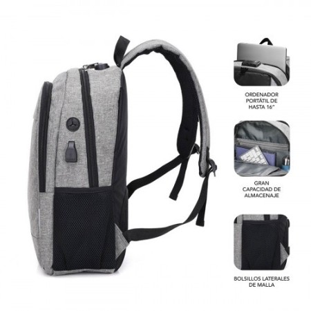 SUBBLIM Mochila para Portátil Urban Lock Backpack 16″ Grey