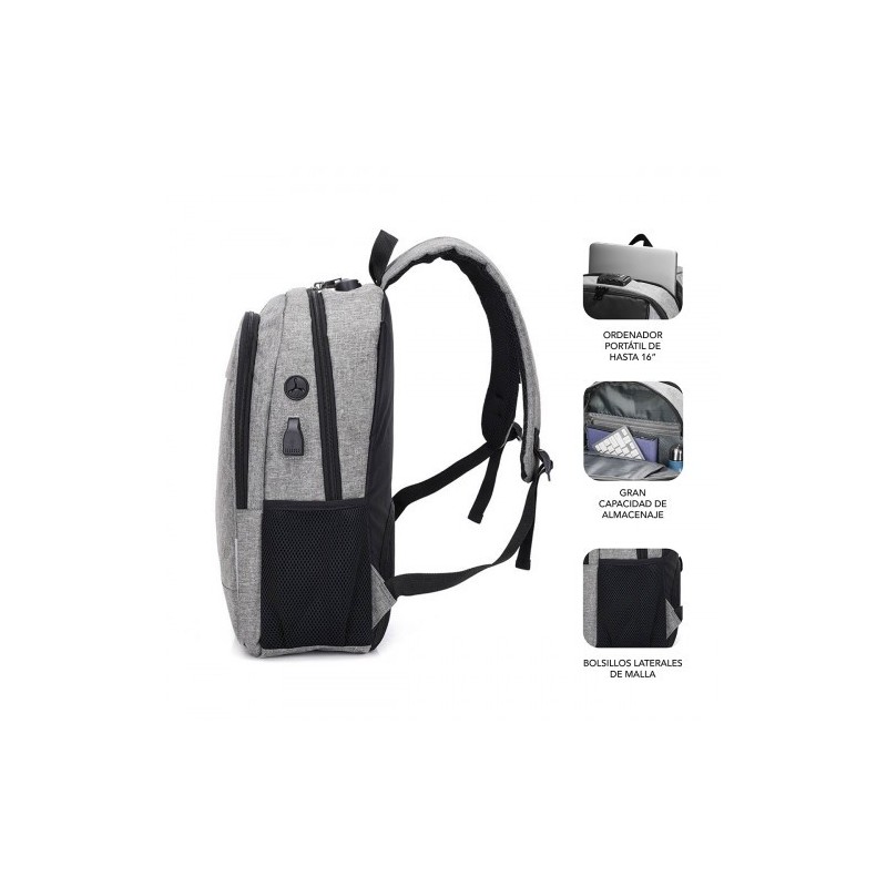 SUBBLIM Mochila para Portátil Urban Lock Backpack 16″ Grey