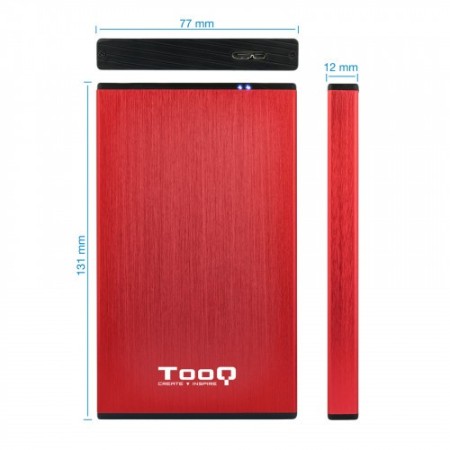 TooQ TQE-2527R caja para disco duro externo 2.5″ Caja de disco duro (HDD) Negro, Rojo