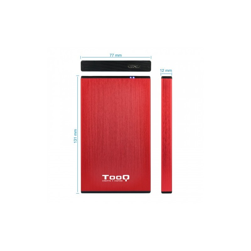 TooQ TQE-2527R caja para disco duro externo 2.5″ Caja de disco duro (HDD) Negro, Rojo