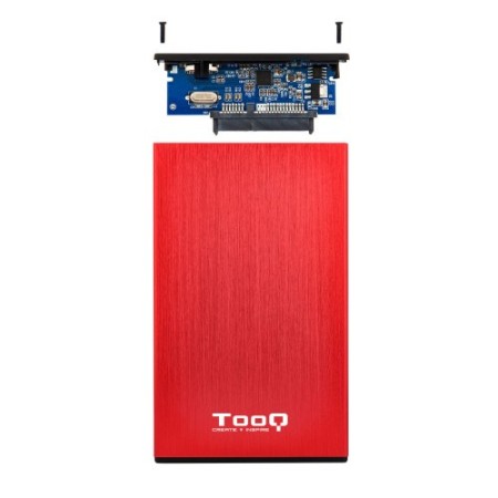 TooQ TQE-2527R caja para disco duro externo 2.5″ Caja de disco duro (HDD) Negro, Rojo